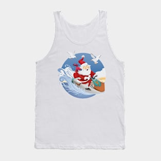 Santa Claus riding on jet sky in tropical weather Tank Top